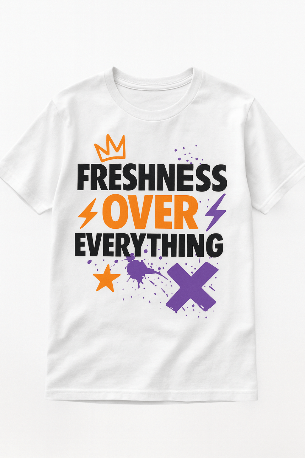 White t-shirt with colorful text and graphics on a white background motivational carson's cologne tee